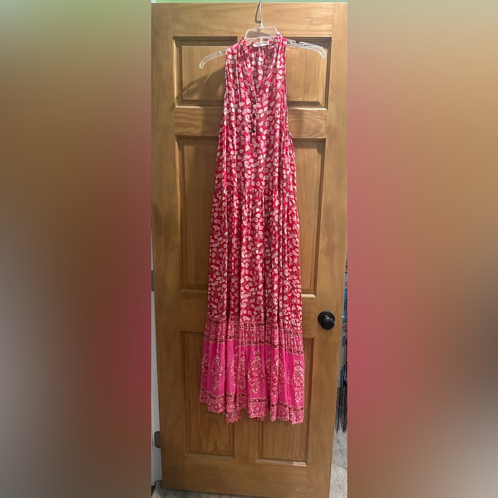 Spell Delerium Red And Pink Floral Maxi Dress View 3